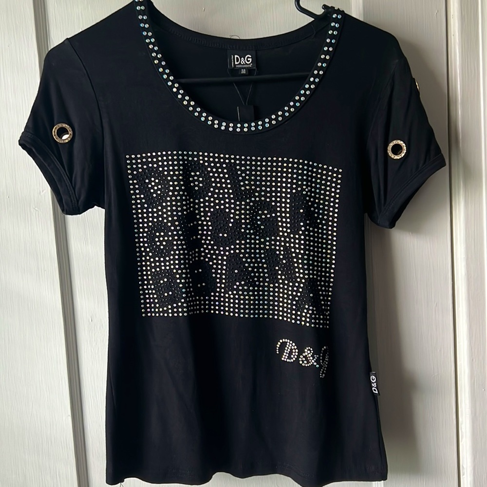 Dolce & Gabbana Vintage Rhinestone Studded Logo T-Shirt